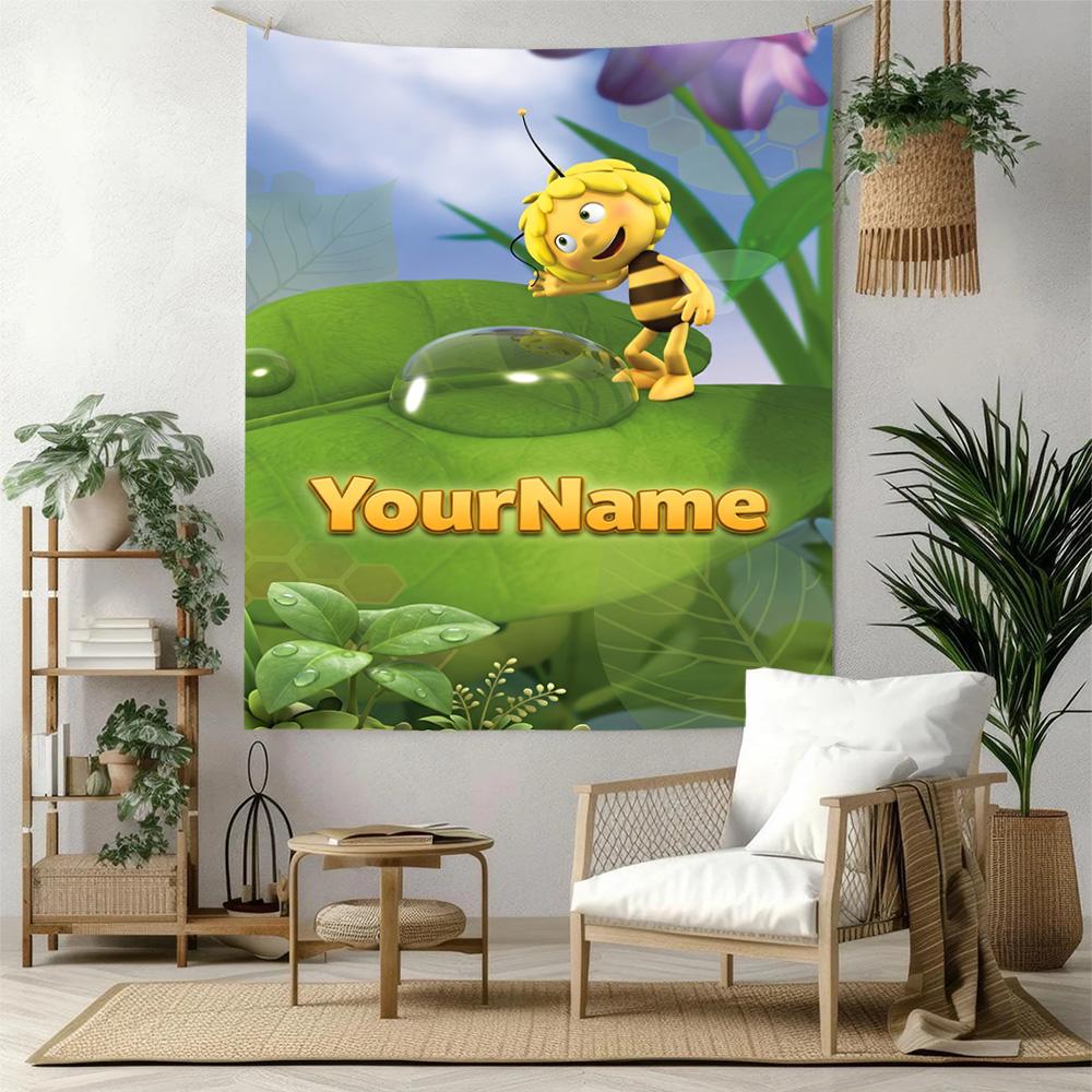 Biene Maja Custom Your Name Wall Decor Tapestry Art For Pet Memorial Birthdaywedding Party Backdrop Family Gift