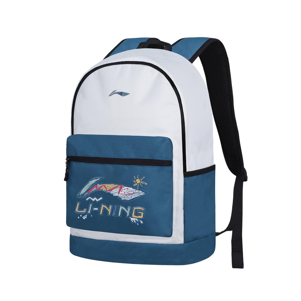 Li Ning Полиэстеровый Рюкзак Унисекс Джинсовый Синий & Белый & Серый YBSU167-5A1