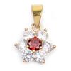 [Q9428] - Gold Plated Pendant 'Crystal Flower' Red White Golden - 10 Mm