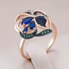 Блестящие синие кольца с цветами из натурального циркона для женщин, модная винтажная повседневная изысканная бижутерия с покрытием из розового золота и черным родием