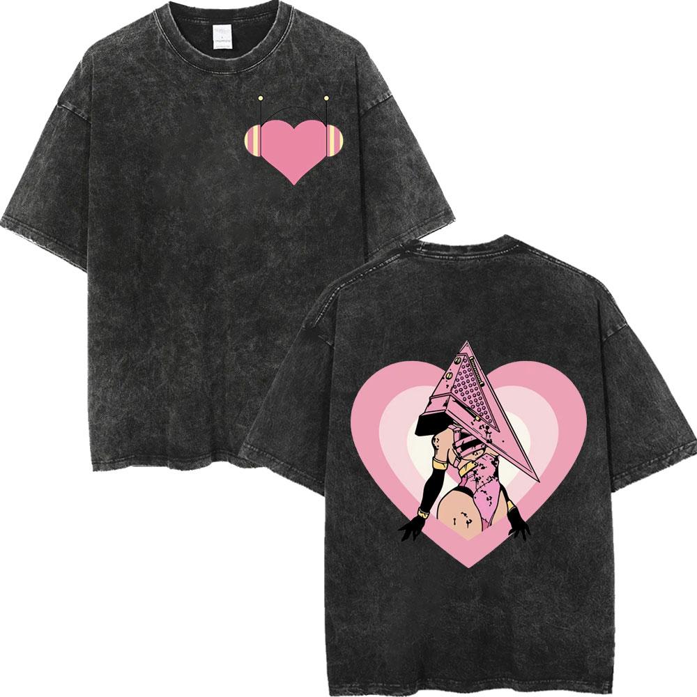 Футболка с графикой игры ужасов Silent Hill 2, мужская, женская, готическая, винтажная, выстиранная, повседневная, свободная, с коротким рукавом