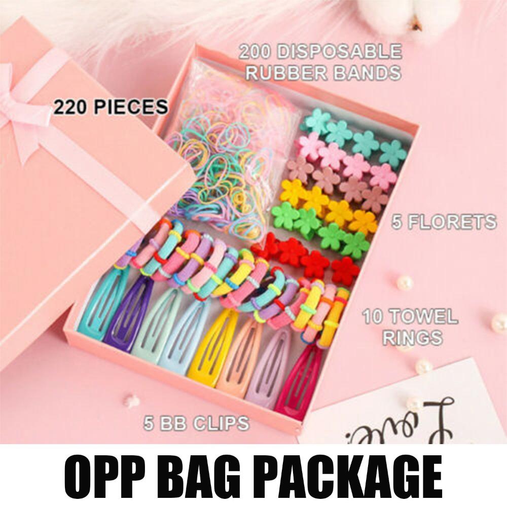 220PCS/Set With OPP Bag Girls Kids Hairpin Hair Clip Gifts Accessories Hair Rope