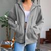 Hoodies Sweatshirts Women Fleece Hoodie Solid Color Sweatshirts Long Sleeve Top Drawstring Pockets Loose Zipper