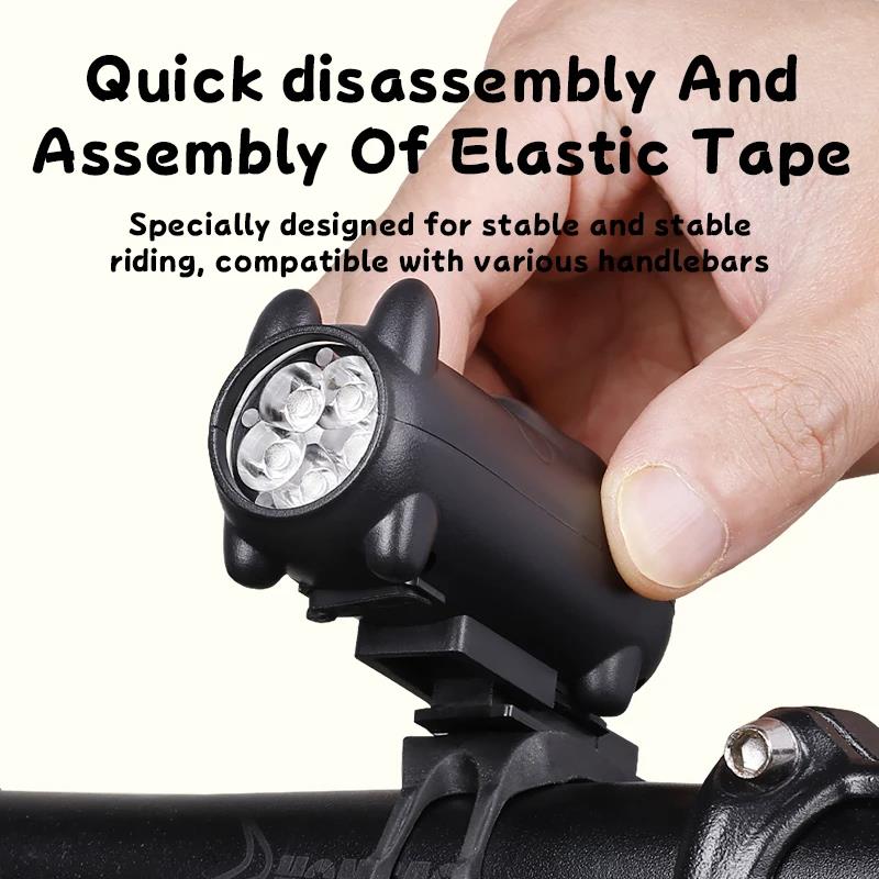 Cartoon Bicycle Headlight Mini USB Charging Bicycle Light LED High-brightness Mountain Bike Road Bike Front Light 7