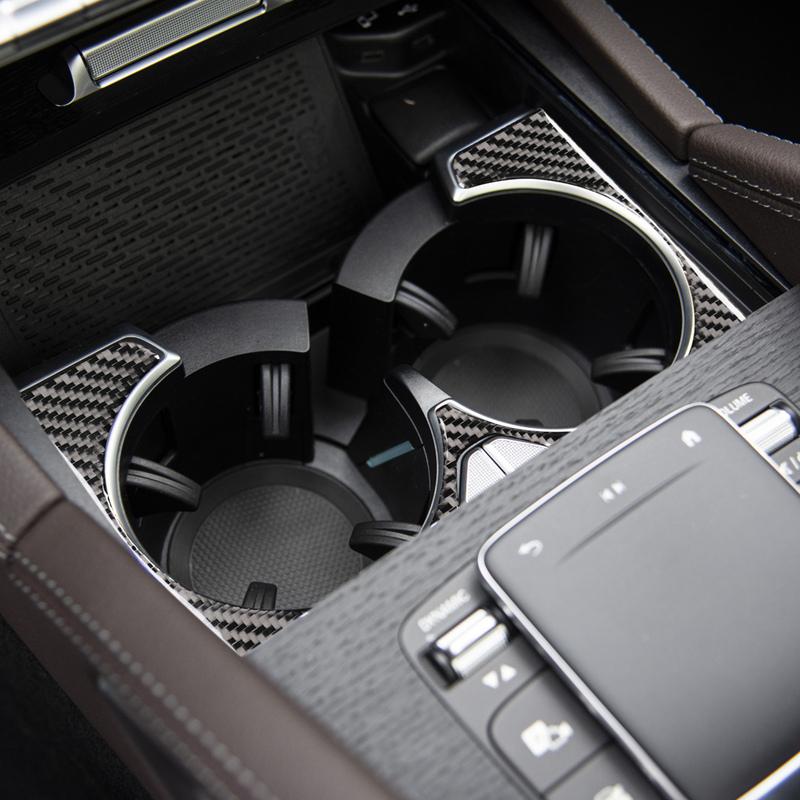For Mercedes Benz GLE W167 Accessories -2024 Center Cup Holder Decal Trim Real Carbon Fiber Cover Stickers Car Interior