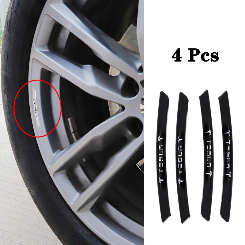 TBQW4 4pcs 56mm Tesla Wheel Center Cap Hub Cover Badge Emblem Sticker Car Accessories For Tesla Model 3 Y 2023 S X Cybertruck Highland