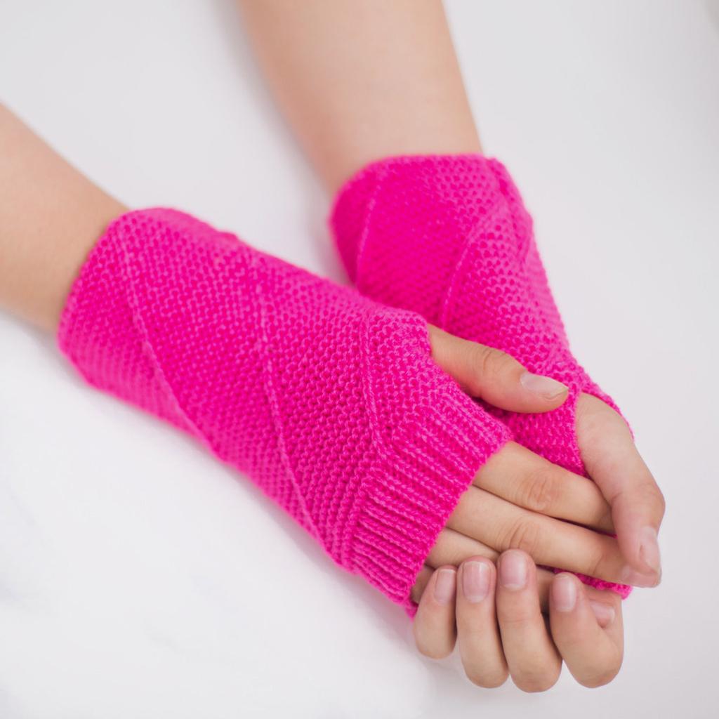 Women Girl Knitted Arm Fingerless Keep Warm Winter Gloves Soft Warm Mitten