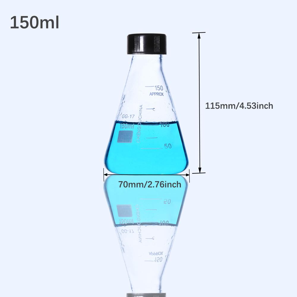 Стеклянная коническая колба Эрленмейера с узким горлом и винтовой крышкой объемом 50-250 мл, лабораторная стеклянная посуда