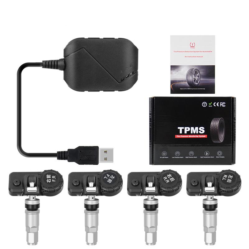 Android DVD TPMS USB Tire Alarm Auto Tire Pressure Monitoring System 4 Tire external / inner Sensors Temperature Alarm inner