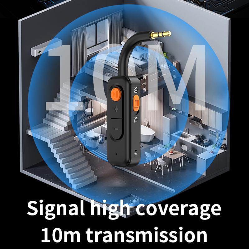 Bluetooth 5.4 Audio Adapter Receiver Transmitter 3.5mm AUX Wireless Audio Adapter HIFI Music With HD MIC For TV Car Headphones