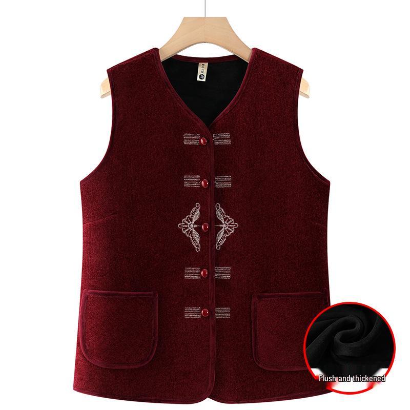 Grandma's Cozy Autumn Fleece Vest - Thick Warm Sleeveless Jacket for Middle-Aged & Elderly Women