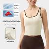 Женский летний рубчатый топ-ками для йоги из лайкры с нагрудными вкладышами