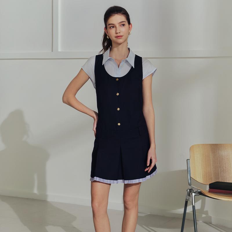 Tommy Hilfiger Деловое платье-жилет с плиссировкой и золотой пряжкой для женщин DW0DW22759