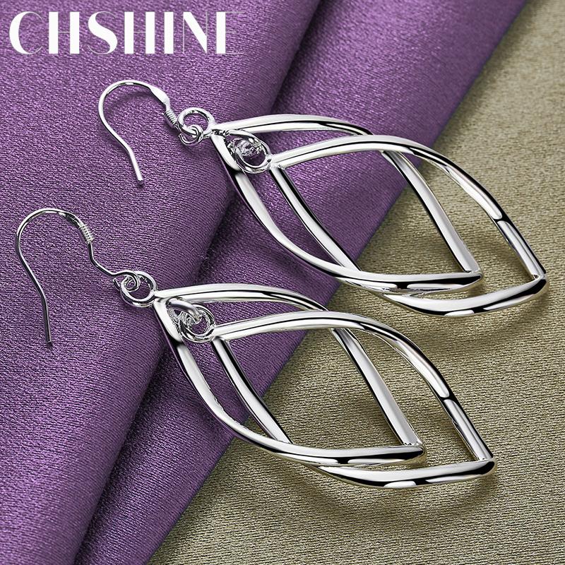CHSHINE стерлингового серебра 925 пробы двойной лист серьги-рамки для женщин Свадебная вечеринка модные очаровательные ювелирные изделия