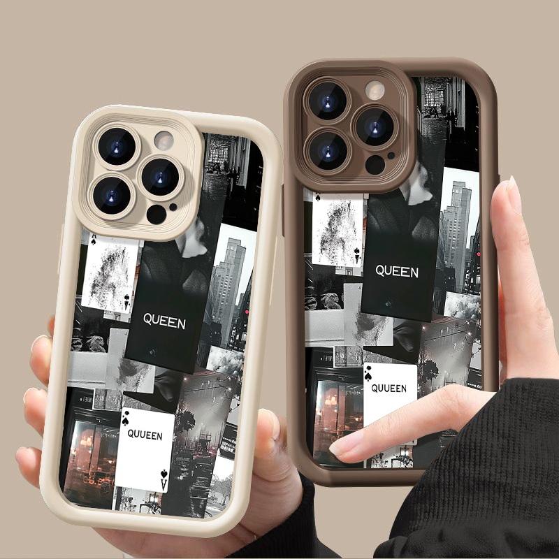 Чехол для iPhone 16 Pro Max 15 Pro 14 Plus 13 12 11 XS XR 8 7 с рисунком туза пик и королевы, противоударный, мягкий, из силикона, матовый, из ТПУ