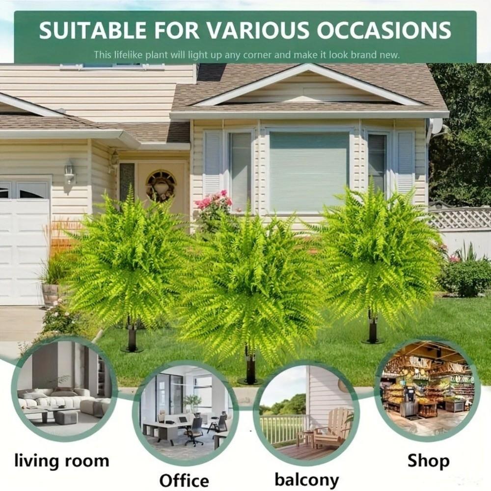 UV Resistant Artificial Persian Fern Grass Stake No Fade Fake Green Plant Wedding Scene