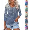 Women's T Shirt Tee Print 3/4 Sleeve Daily Weekend Fashion Basic V Neck  Regular Top