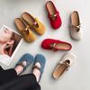 Solid Color Mary Jane Bag Head Half Slippers Women's 2025 New One-pedal Light Mouth Metal Flat Bottom Fashion Drag Breathable