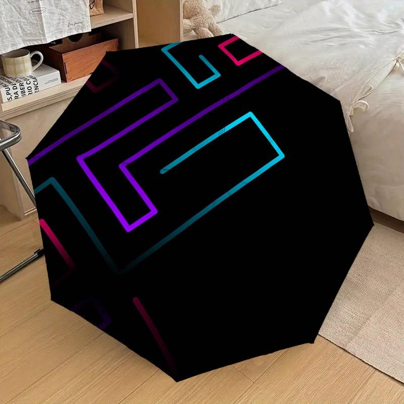1pc Neon Geometric Pattern Umbrella with Plastic Handle,Suitable for All Seasons Home Travel Outdoor UmbrellaDD394
