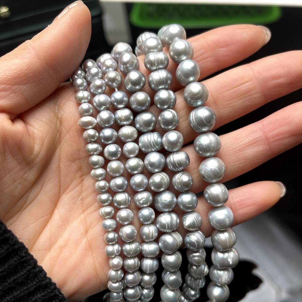 Подвеска своими руками, серая, прошитая жемчуговая жемчужина для изготовления ювелирных изделий, ожерелья, сережек, браслета, аксессуаров, длина 36 см