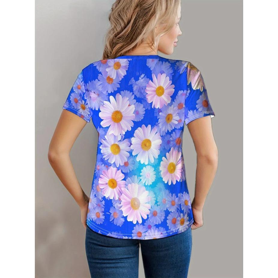 Женская футболка с принтом в виде бабочки и цветов - Удобная футболка с коротким рукавом и круглым вырезом, модная 3D-печать