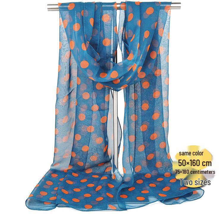 Classic Polka Dot Silk Georgette Scarf - Versatile Summer Sunscreen Shawl