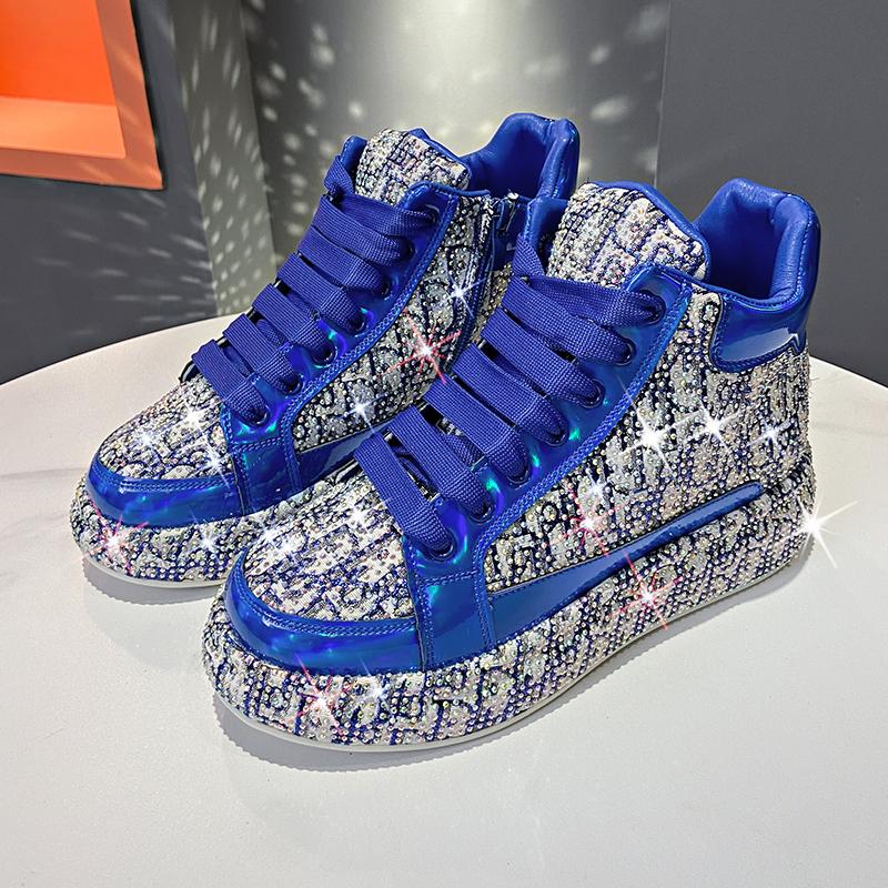 Блестящие модные кроссовки на среднем каблуке со шнуровкой, сетчатая женская обувь на распродаже 2024 года, высококачественные однотонные женские туфли из вулканизированной кожи на весну/осень