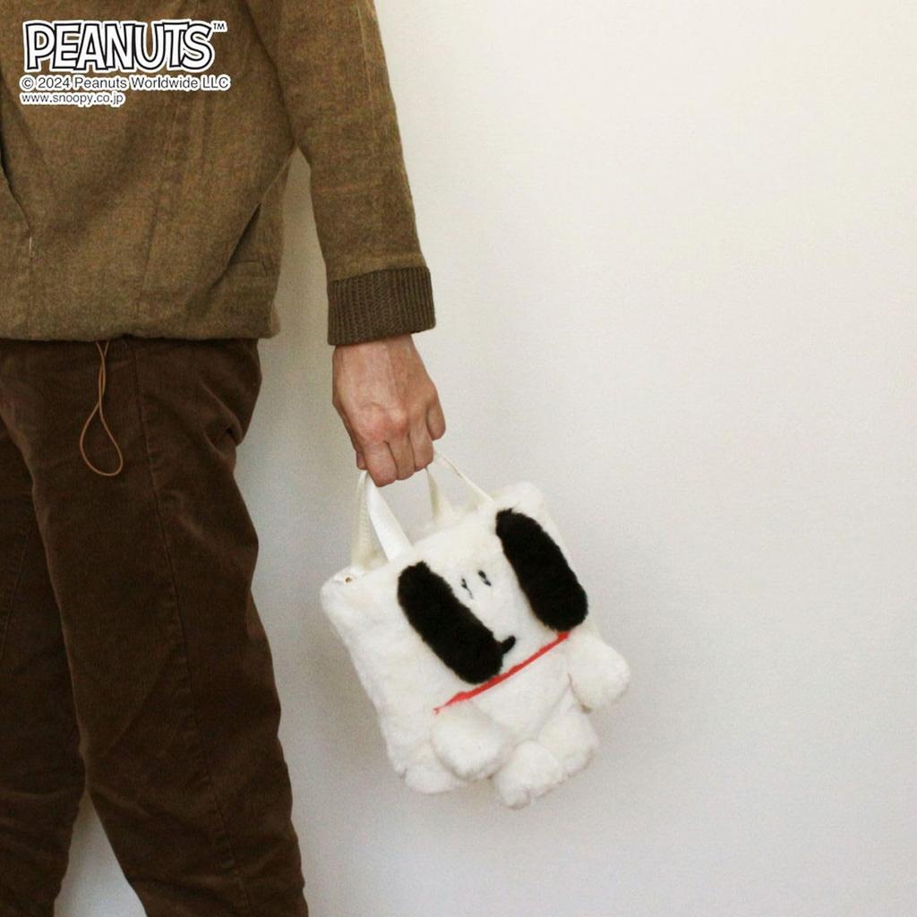 Snoopy Мини-сумка-тоут 2-сторонняя с плечевым ремнем IP BR Cryptid 8399 [Routeto] PNTS-9W (01 слоновая кость)