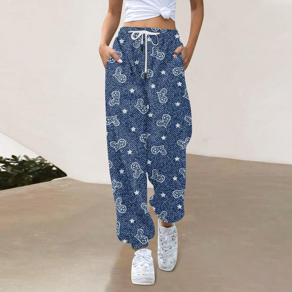 Женские повседневные модные спортивные штаны с имитацией джинсовой ткани и повседневные брюки