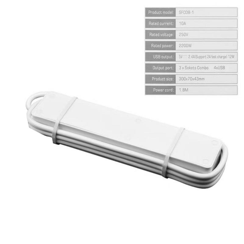 Сетевые вилки с 4 USB-портами, удлинители-зарядные устройства, выход USB 5 В 2,4 А, мощность 2200 Вт, с кабелем 150 см для домашнего и офисного использования