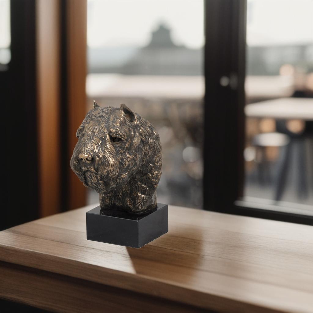 Bouvier Des Flandres, Flanders Cattle Dog - Dog Statue, Bust On Stone Base, Sculpture, Trophy for Dog Show by Art-Dog Brand