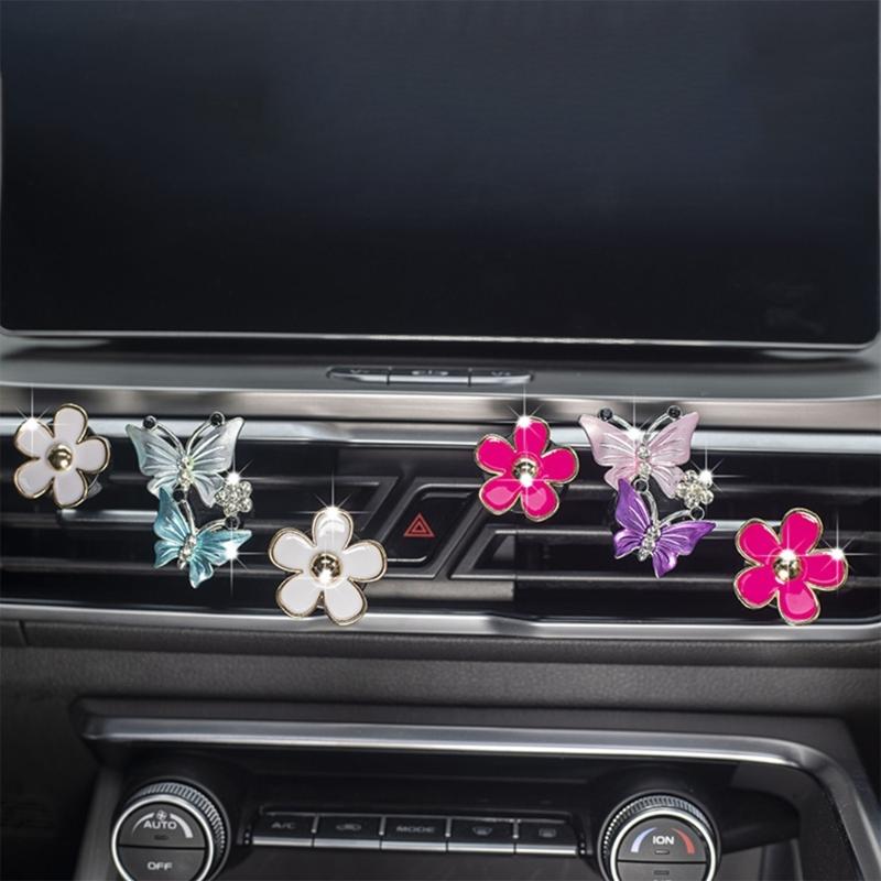 Car Interior Fresheners Diffuser Daisy Flower & Butterfly Vent Clip Car Air Outlet Perfume Decoration Clip