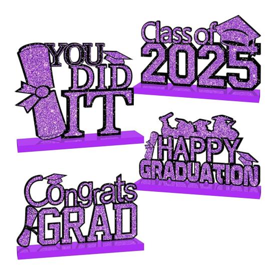 4 шт. центральные украшения для выпускного стола 2025 года, деревянные таблички с поздравлениями с выпускным, украшения для многоярусного подноса, декор выпускного вечера