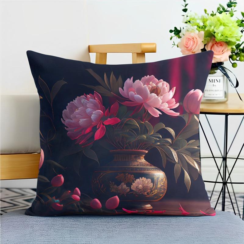 Наволочка с изображением пиона в китайском стиле для украшения общежития, офиса, гостиной, дома