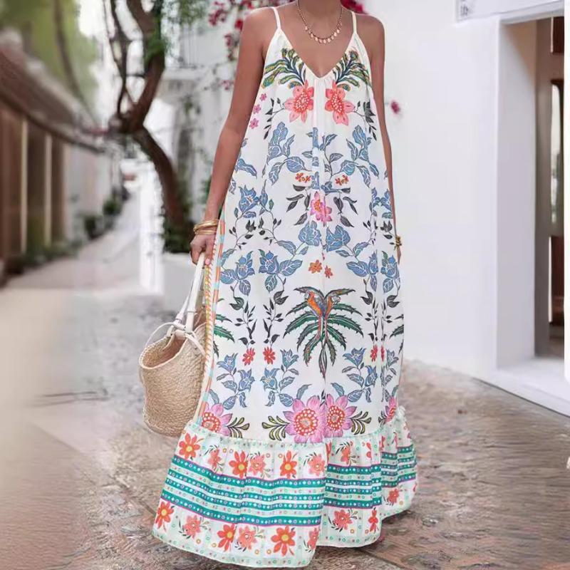 YYFS Women's Fashion Summer Spring Sleeveless V-Neck Loose Waistline Casual Dresses