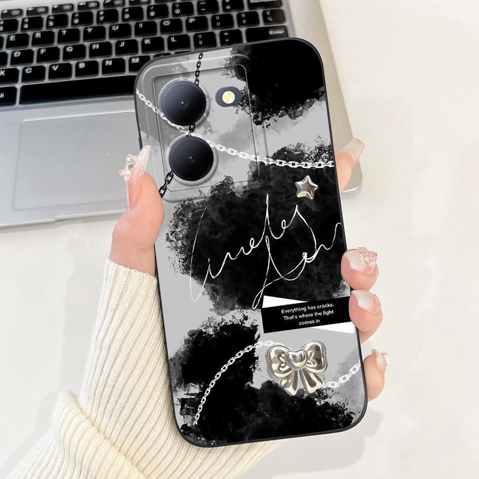 For Vivo Y36 5G V2248 Case For Vivo Y27 5G V2302 Cover Silicone Luxury Fashion Flowers Kawaii Cute Cat Funny Phone Case Bumper