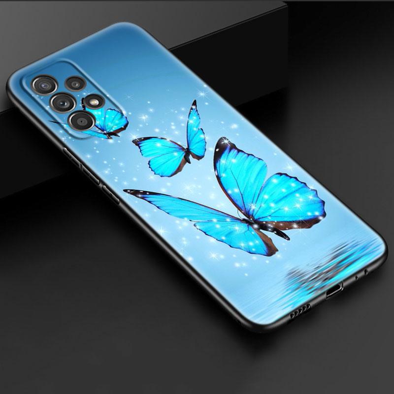 Чехол для телефона с синей бабочкой из мультфильма для iPhone Samsung Galaxy Redmi Xiaomi Oppo OnePlus Note SA 7 8 9 10 11 12 13 14 20 21 22 23 53 54 Pro Max Ultra