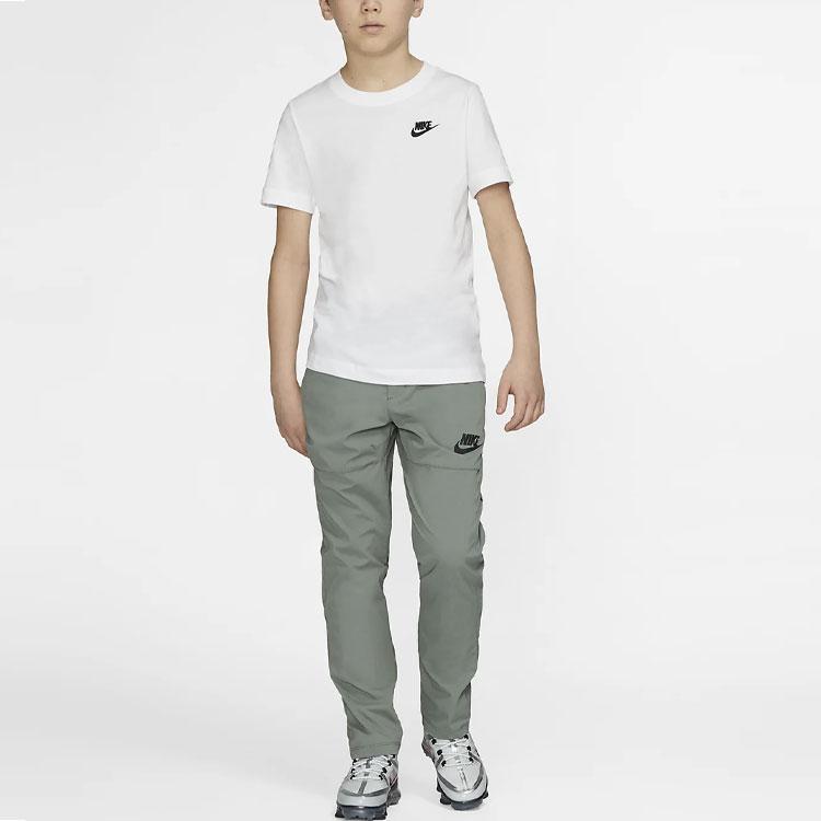 Nike Футболка с коротким рукавом и круглым вырезом, однотонная, с логотипом бренда, детские топы, белая AR5254-100
