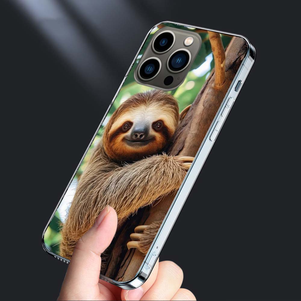 Милый чехол для телефона с ленивцем для iPhone 16E 15 Pro 14 Plus 17E 16 17 Pro Max Air 11 12 13 Mini Ударопрочный Capa Милый чехол TPU Прозрачный