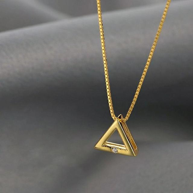 925 пробы стерлингового серебра блестящие двойные треугольные ожерелья с цирконием любовь круг подвески подарок для девушки коробка цепочка чокер ошейник ювелирные изделия