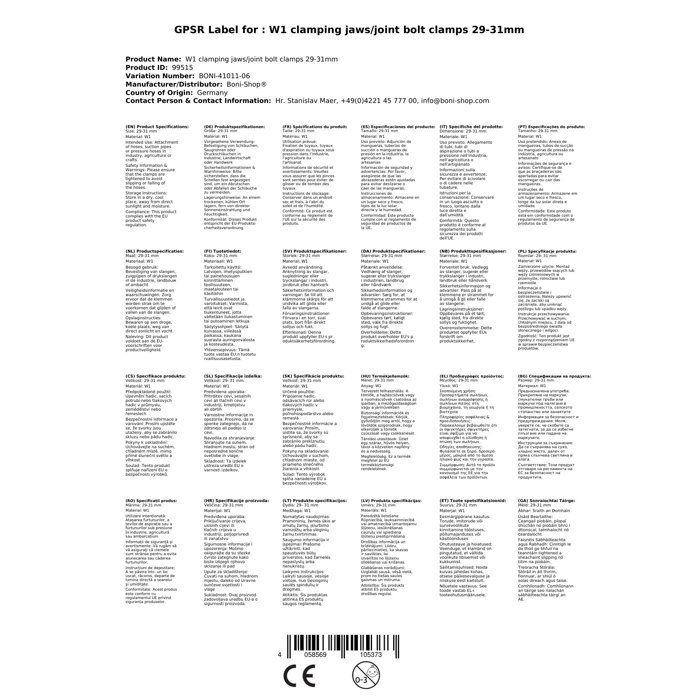 Colliers à mâchoires/à boulon articulé W1 29-31mm