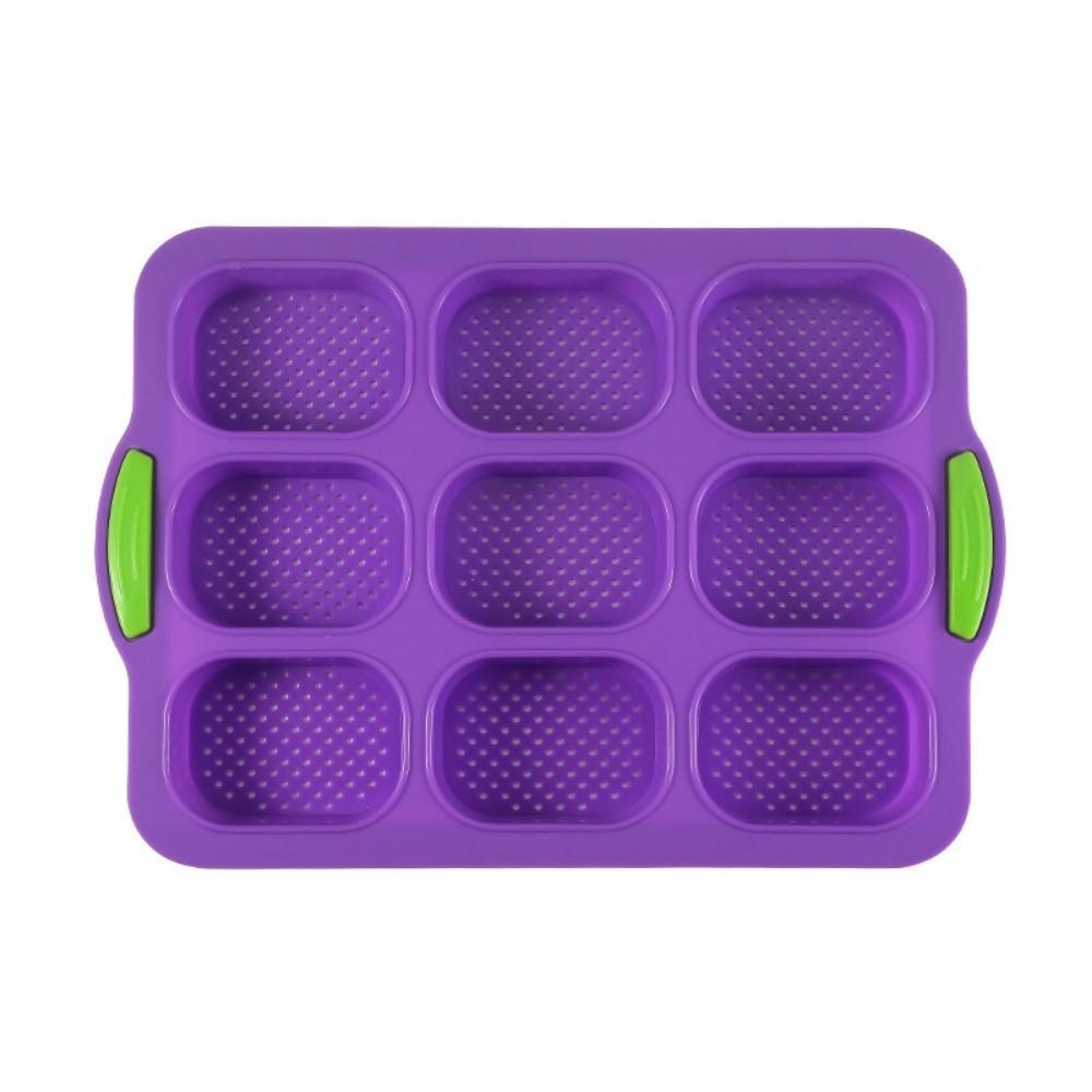 9 Grids Bread Baking Form Non-Stick Silicone Baking Pan Food Grade Bread Loaf Pan  Household Baking