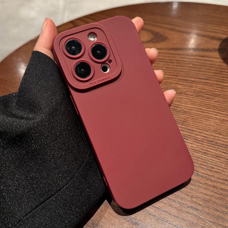 Вишнево-красный Жидкий Силикон 'Жидкая Кожа' Чехол для Телефона Для iPhone 17 Pro Max 16 15 13 14 12 11 Pro Max 16 Plus Мягкий Ударопрочный Задний Чехол