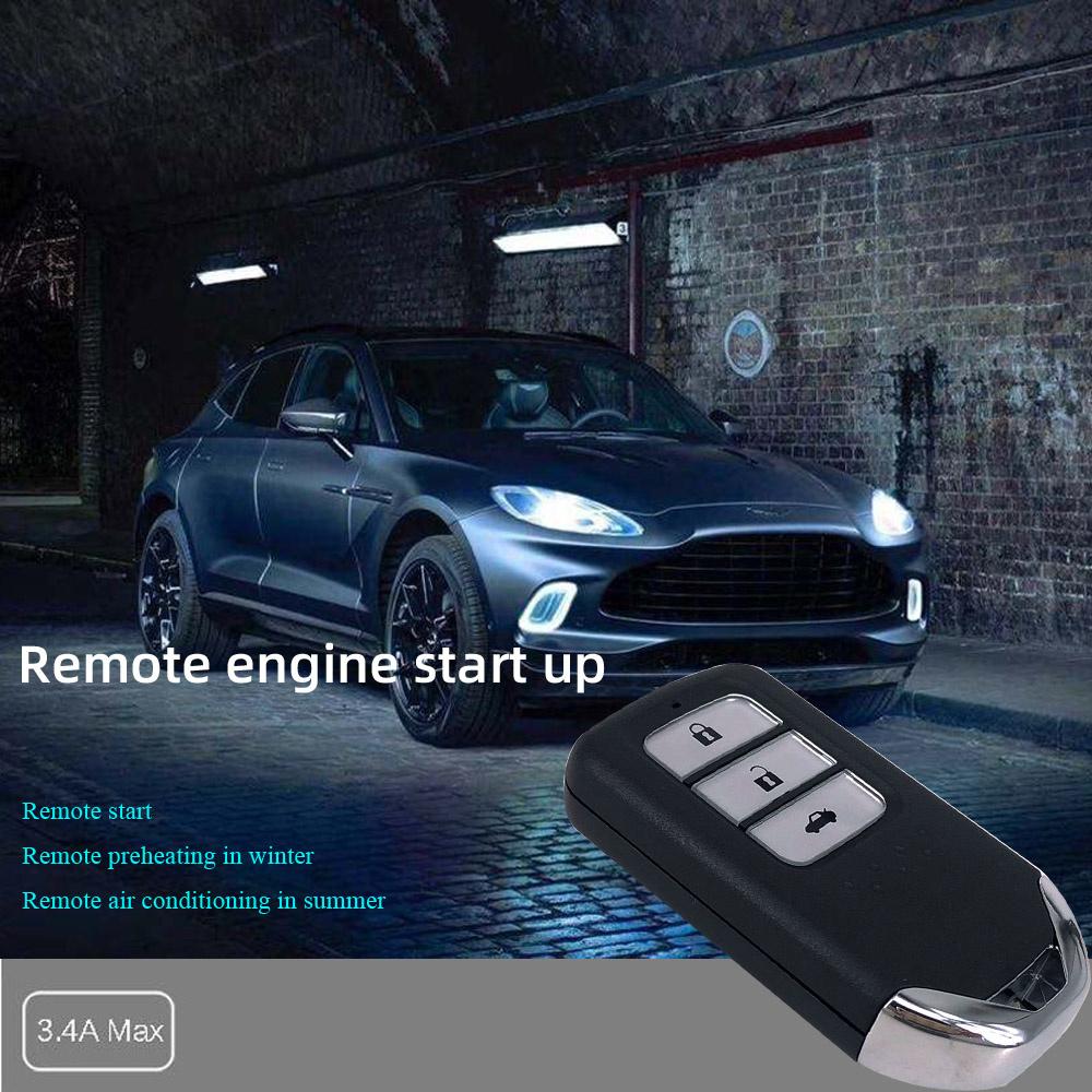 Universal car alarm system with passive keyless entry, one-button start and remote control