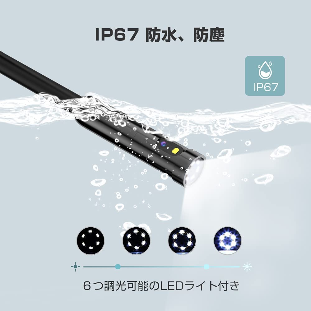 GEECR Digital Endoscope Dual Fiber Scope Camera Borescope Endoscope Camera Diameter 8mm Length 5m 32GB TF Memory Card IPS LCD Display Cable Camera