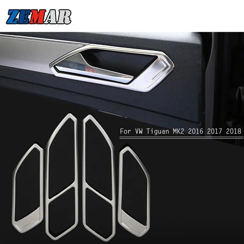 4 шт., наклейки на дверную ручку автомобиля, рамка для VW Volkswagen Tiguan 2 MK2 2016 2017 2018, аксессуары для накладной крышки