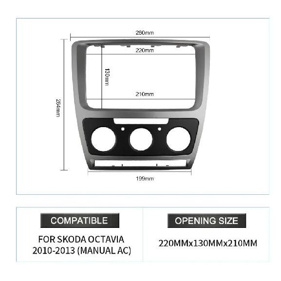 Double Din for SKODA Octavia 2008-2013 Manual AC Audio Fascia Stereo Radio GPS DVD Panel Dash Mount Installation Trim Kit Frame