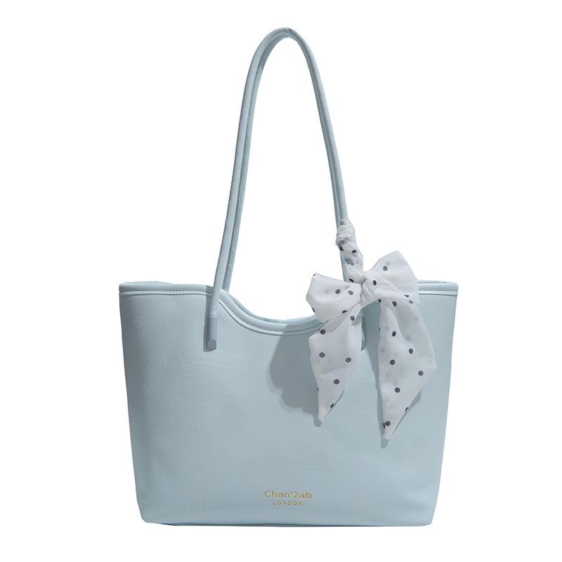 Summer New Bag Women'S Fashion Solid Color Popular Foreign Style Soft Leather Tote Bag Large Capacity Commuter Shoulder Bag