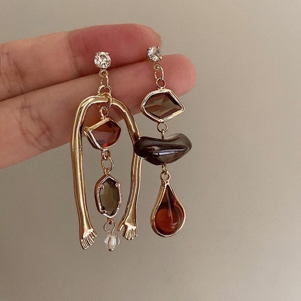 Elegant Asymmetric Earrings Zircon Vintage Earrings Gift Drop Dangle Earrings Women