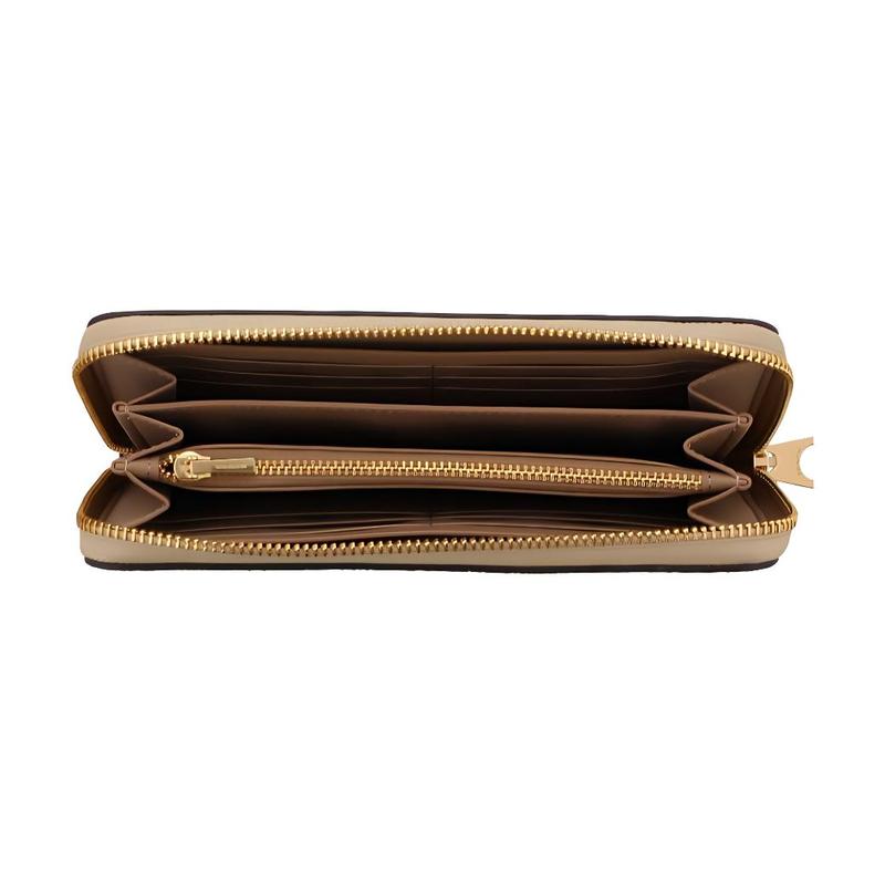 COACH wallet Zip Around 19 Floral Print Coated Canvas and Calfskin Regular Women Gold and Light Khaki Chalk Gold and light khaki chalk multicolor